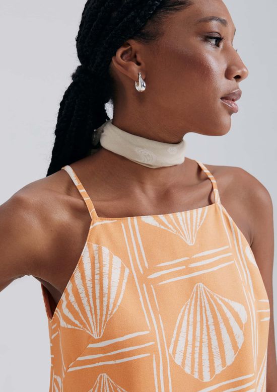 Foto do produto: Regata Feminina Halter Neck Estampada - Laranja