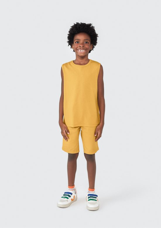 Foto do produto: Regata Básica Infantil Menino Modelagem Regular Tam 1 a 16 - Amarelo
