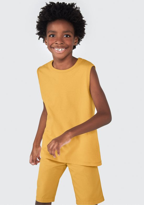 Foto do produto: Regata Básica Infantil Menino Modelagem Regular Tam 1 a 16 - Amarelo