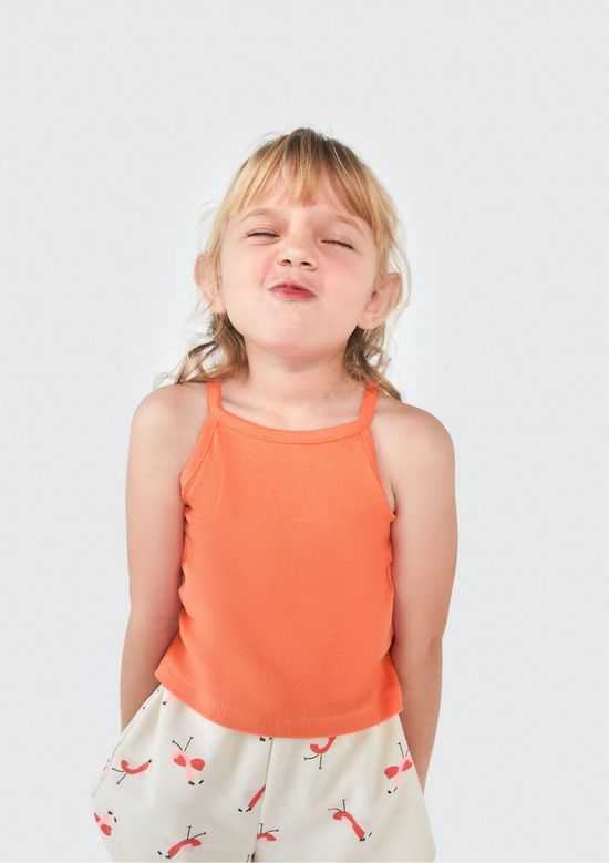 Foto do produto: Regata Infantil Menina Em Ribana - Laranja