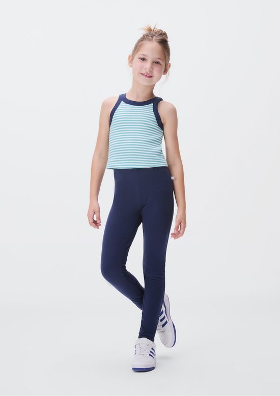Foto do produto: Regata Cropped Infantil Menina Em Ribana - Azul