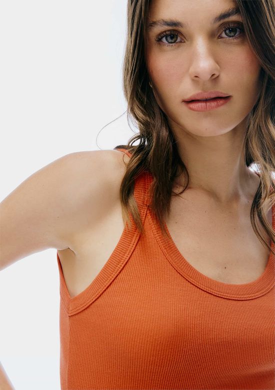 Foto do produto: Regata Básica Feminina Slim Rib - Laranja