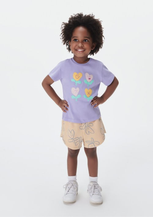 Foto do produto: Shorts Infantil Menina Toddler Estampado - Bege