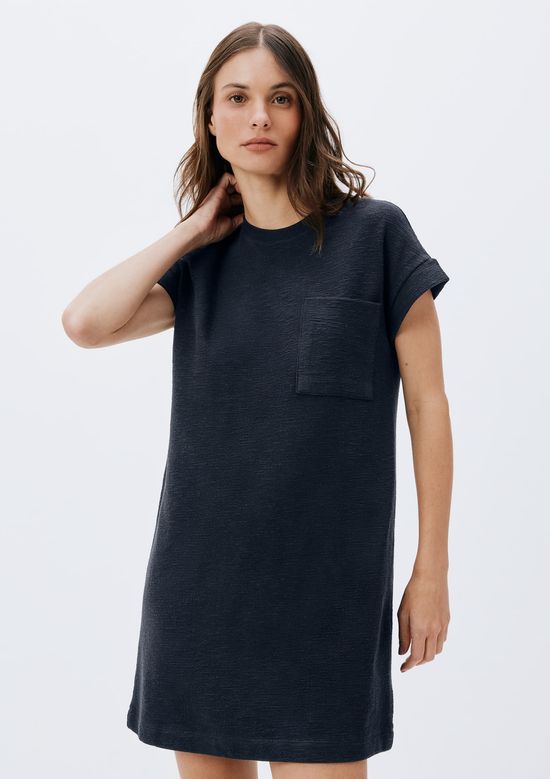 Foto do produto: Vestido Básico Curto Texturizado Com Bolso - Azul