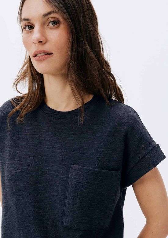 Foto do produto: Vestido Básico Curto Texturizado Com Bolso - Azul