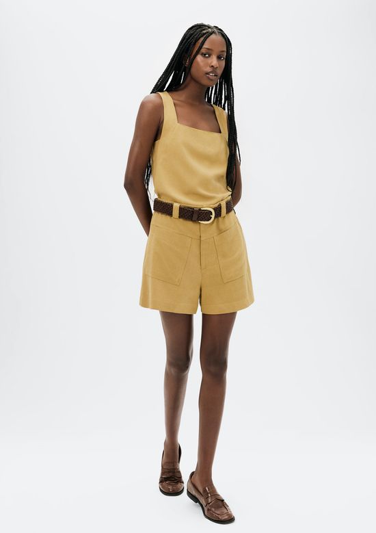 Foto do produto: Shorts Feminino Cintura Média Em Viscolinho - Caqui