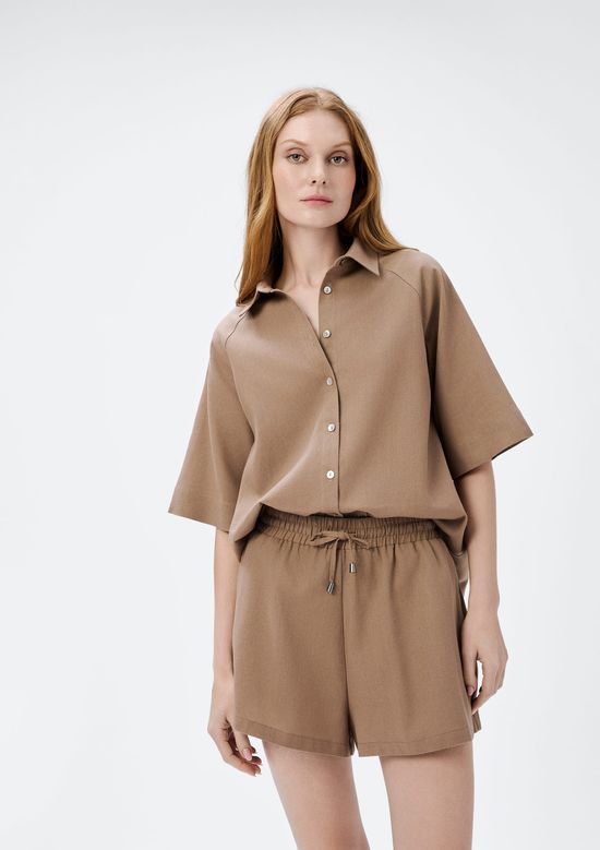 Foto do produto: Shorts Feminino Evasê Cós Elástico - Marrom