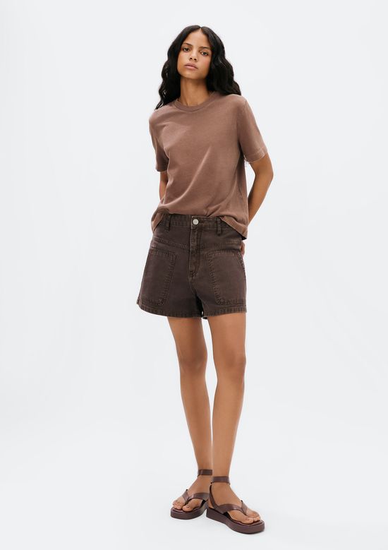 Foto do produto: Shorts Feminino Cintura Média De Sarja - Marrom