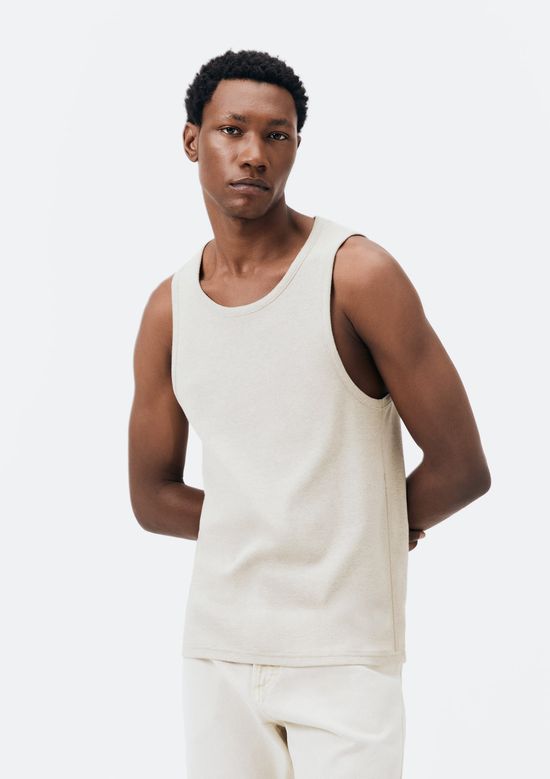 Foto do produto: Regata Masculina Regular Em Ribana Canelada - Bege