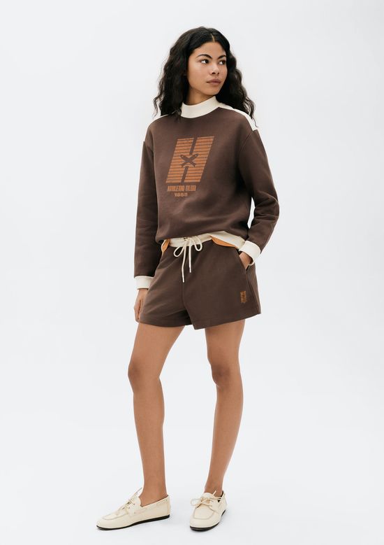 Foto do produto: Shorts Feminino Cós Largo Em Moletom - Marrom