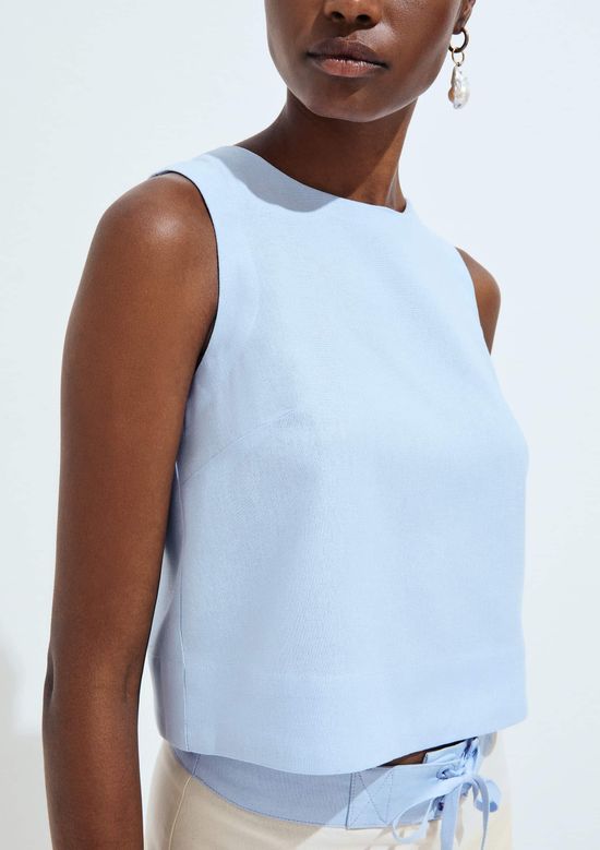 Foto do produto: Regata Feminina Com Linho - Azul
