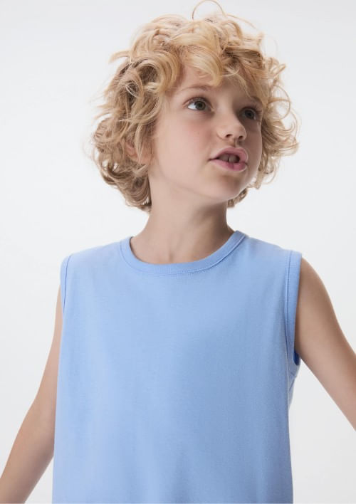 Foto do produto: Regata Básica Infantil Menino Modelagem Tradicional - Azul