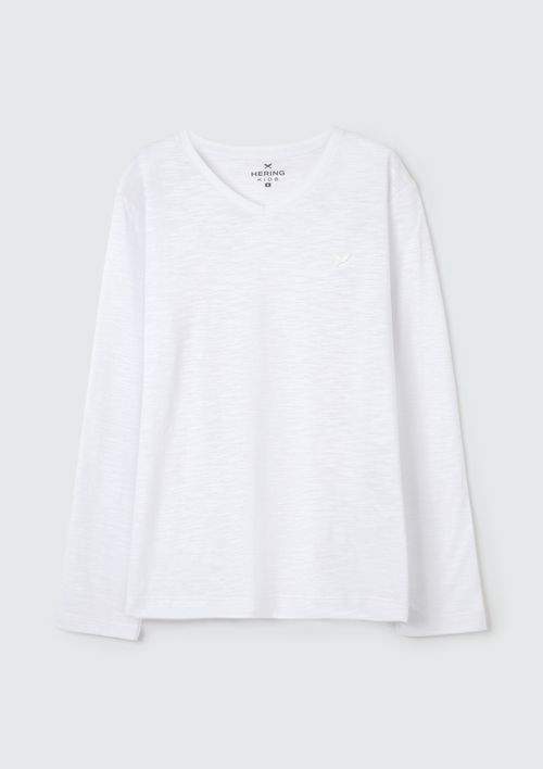 Camiseta Básica Infantil Menino Manga Longa Flamê - Branco