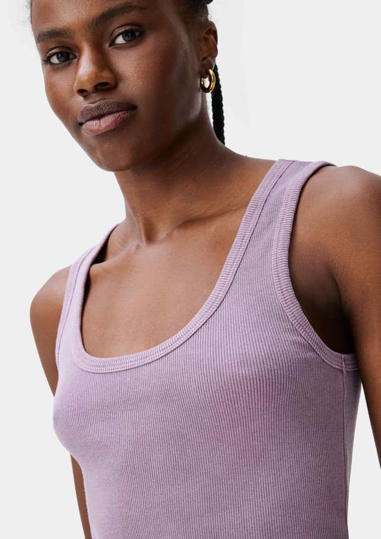 Foto do produto: Regata Feminina Decote U Em Ribana Canelada - Roxo