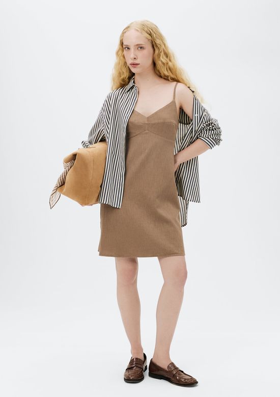 Foto do produto: Vestido Curto Alças Finas Em Liocel - Marrom