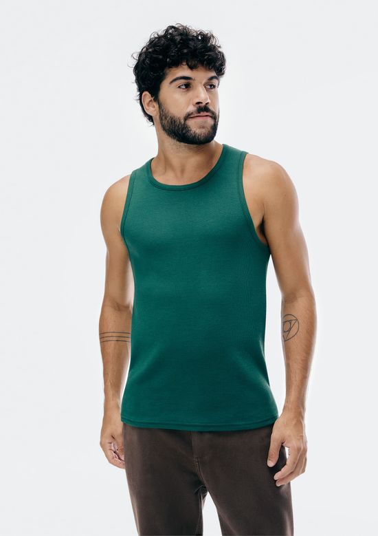 Foto do produto: Regata Masculina Regular Em Ribana Canelada - Verde