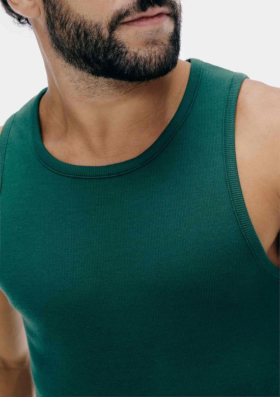 Foto do produto: Regata Masculina Regular Em Ribana Canelada - Verde