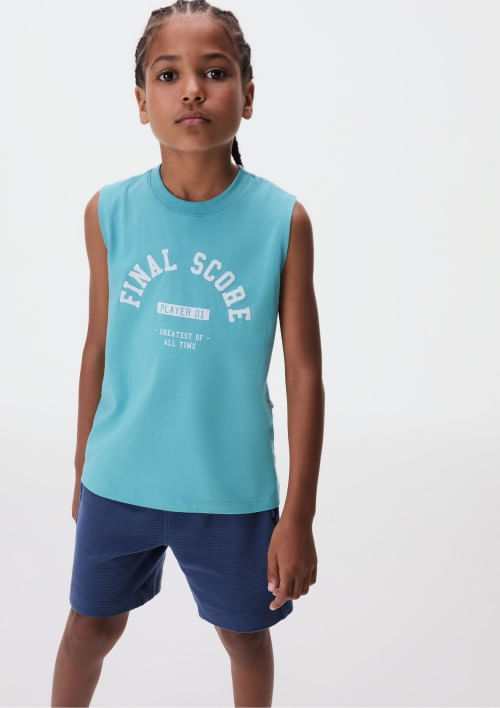 Foto do produto: Regata Infantil Menino Em Malha De Algodão Com Estampa - Azul