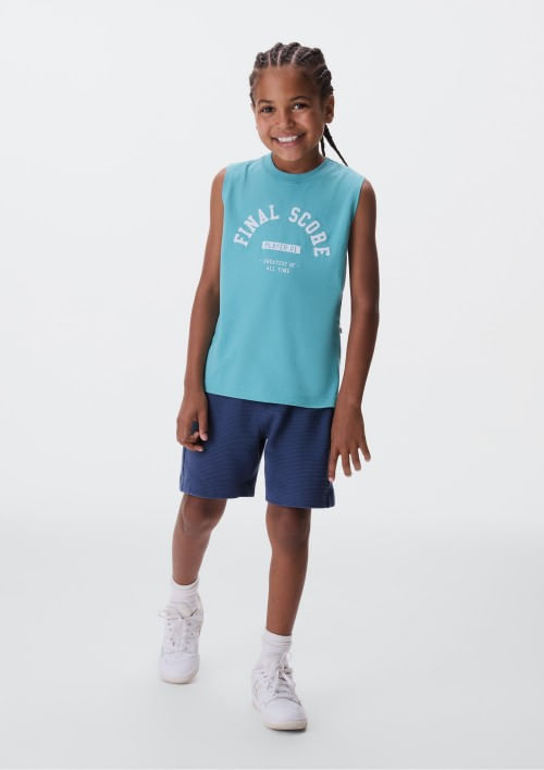 Foto do produto: Regata Infantil Menino Em Malha De Algodão Com Estampa - Azul