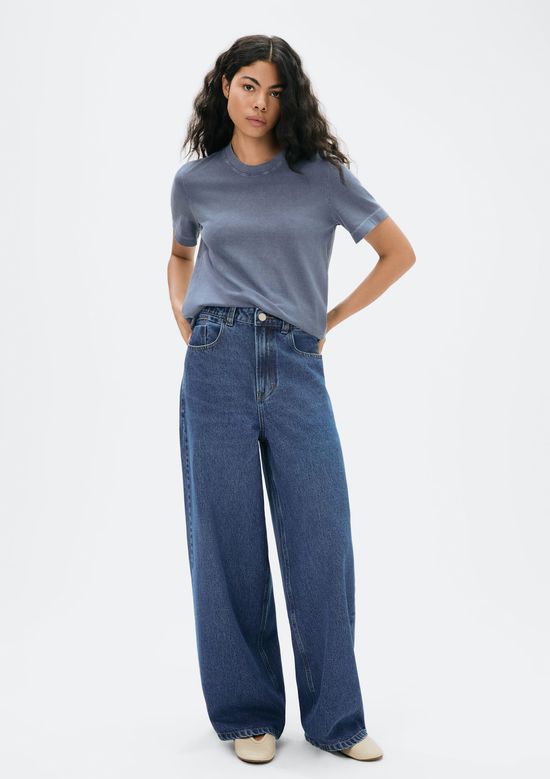 Foto do produto: Calça Jeans Feminina Wide Leg Cintura Alta - Azul