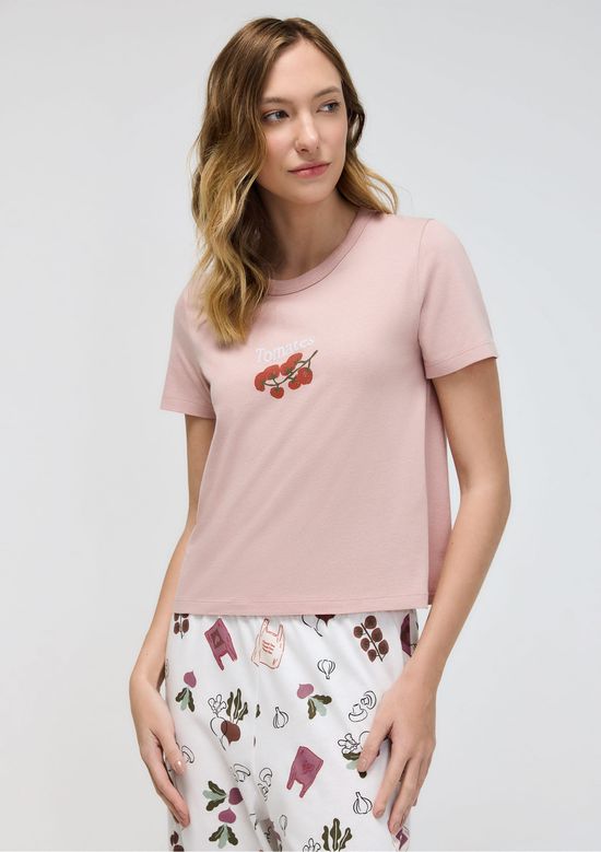 Foto do produto: Pijama Longo Feminino Estampado Pantacourt - Rosa
