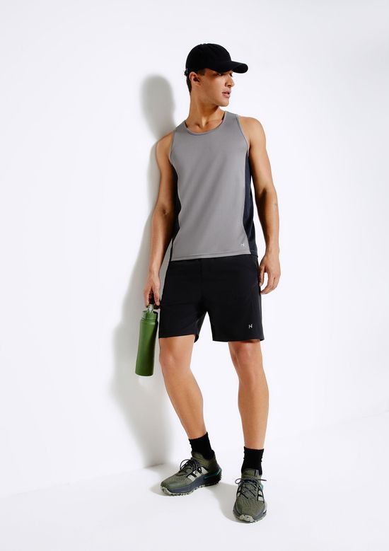 Foto do produto: Regata Esportiva Masculina Com Recorte E Secagem Rápida - Cinza