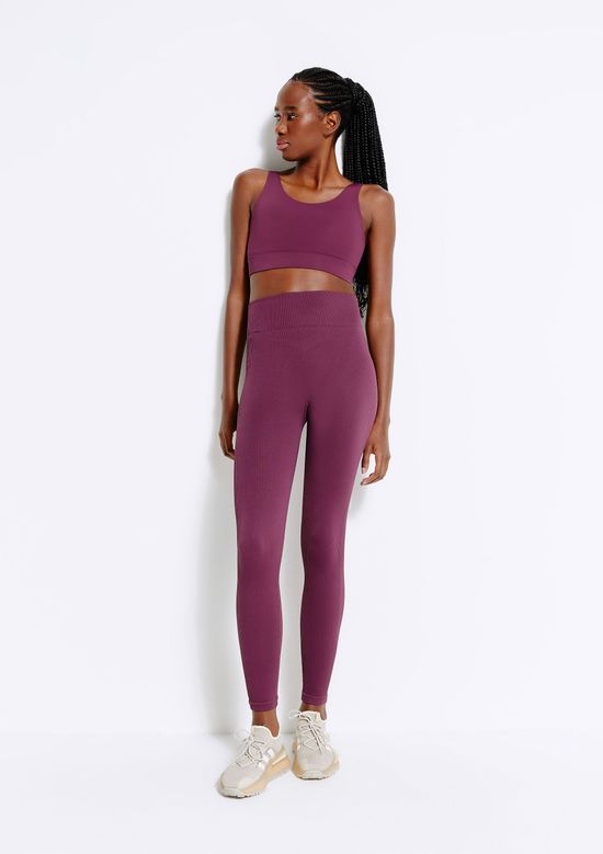 Foto do produto: Calça Legging Feminina Canelada Sem Costura - Vinho