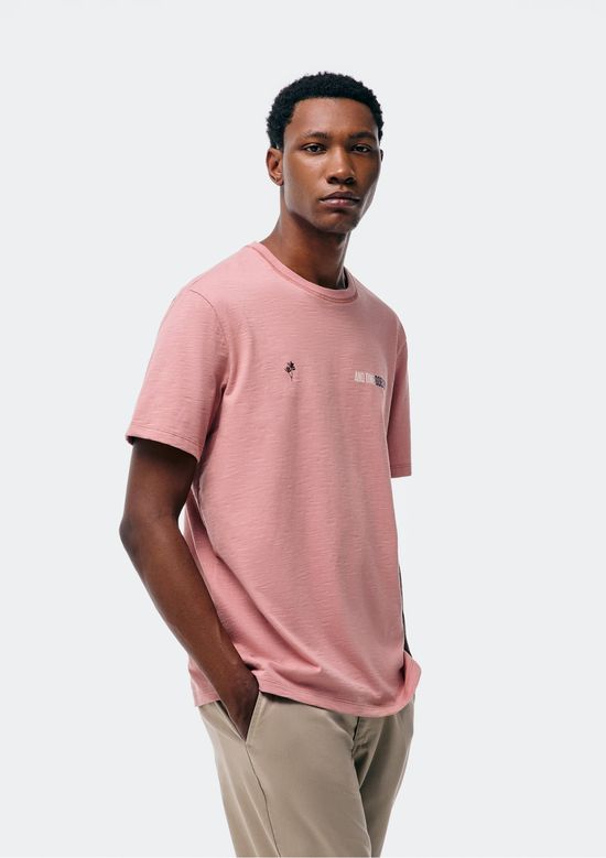 Foto do produto: Camiseta Masculina Comfort Com Estampa Em Malha Flamê - Rosa