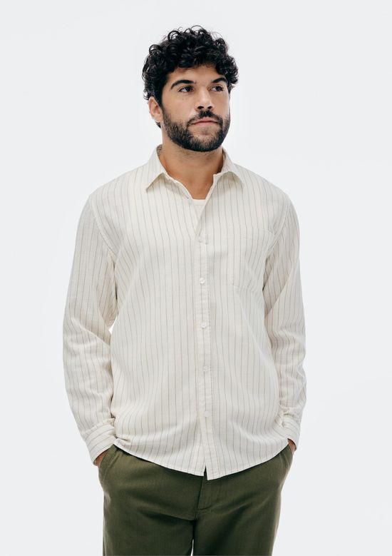 Foto do produto: Camisa Masculina Manga Longa Fio Tinto - Bege