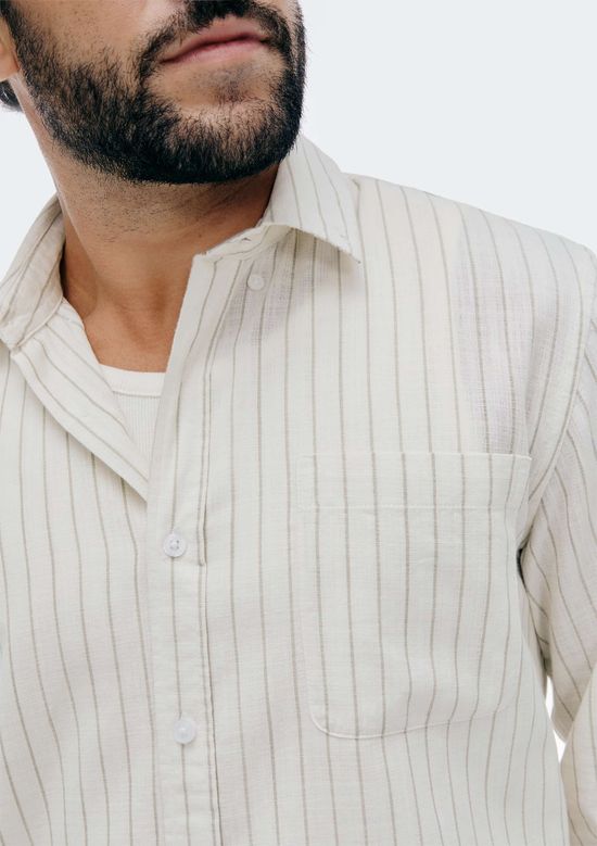 Foto do produto: Camisa Masculina Manga Longa Fio Tinto - Bege