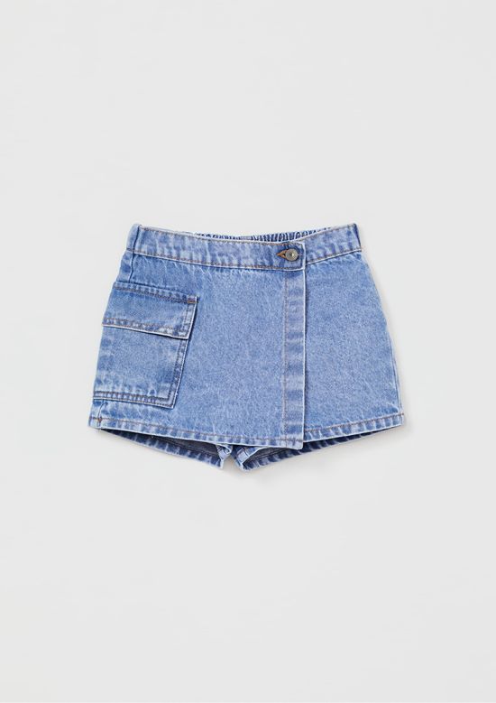 Foto do produto: Shorts Saia Jeans Infantil Menina Toddler - Azul