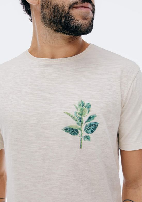 Foto do produto: Camiseta Masculina Em Malha Flamê Com Estampa - Bege