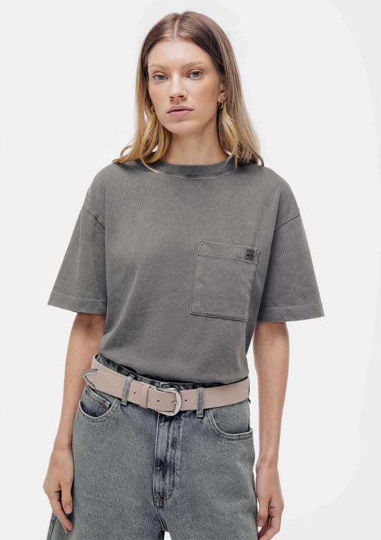 Foto do produto: Camiseta Feminina Box Estonada Pocket - Cinza