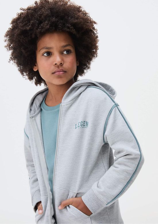 Foto do produto: Jaqueta De Moletom Com Capuz Infantil Menino - Cinza