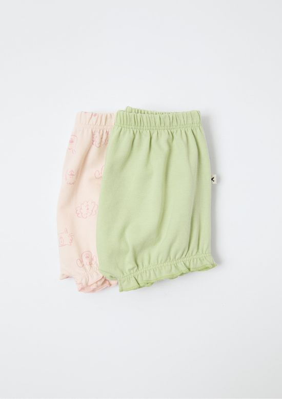 Foto do produto: Kit Com 2 Shorts Bebê Menina Estampados - Verde