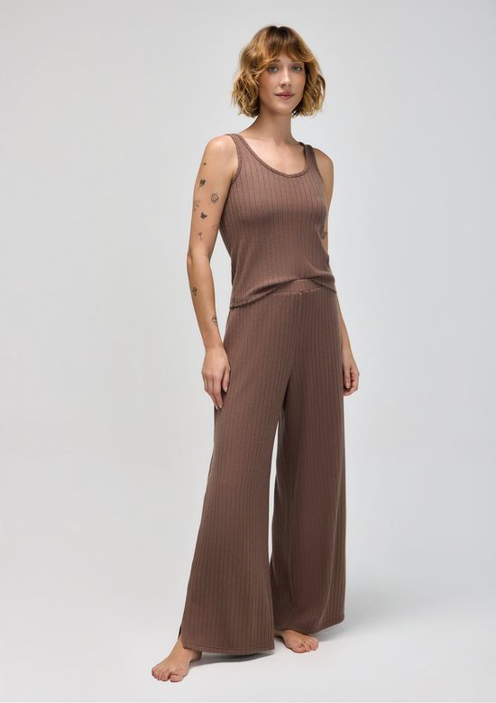 Foto do produto: Calça Feminina Reta Em Tricô - Marrom