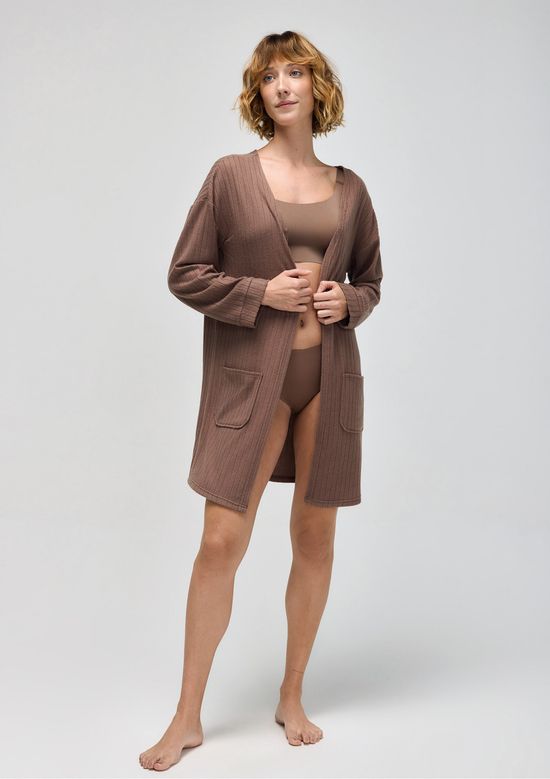Foto do produto: Robe Manga Longa Em Tricô - Marrom