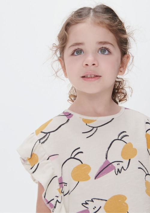 Foto do produto: Blusa Com Babados Infantil Menina Toddler Texturizada - Creme