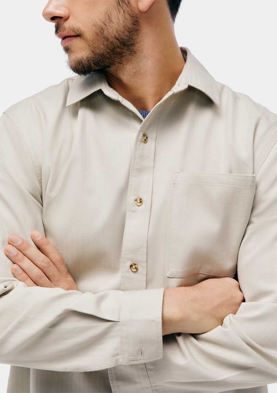 Foto do produto: Camisa Masculina Manga Longa Texturizada - Bege