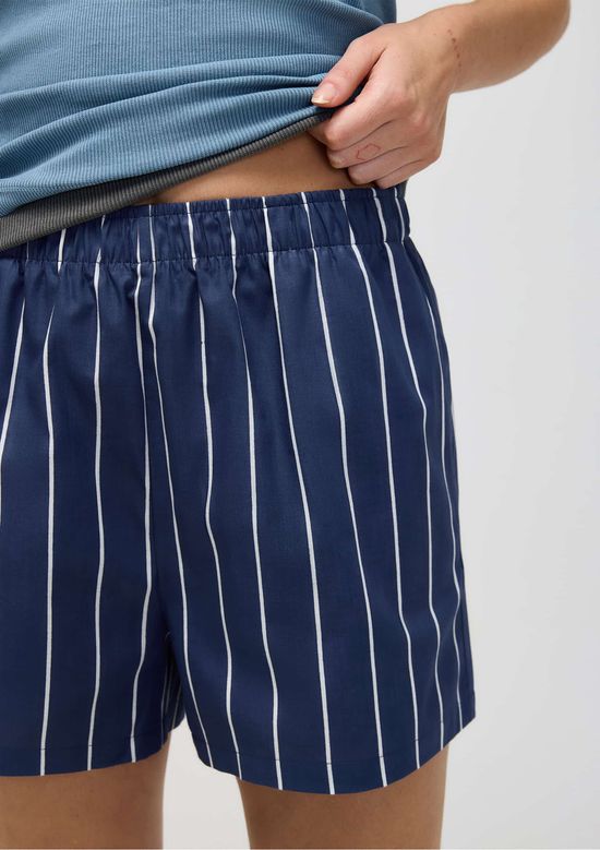 Foto do produto: Shorts Feminino Listrado Cintura Alta - Azul