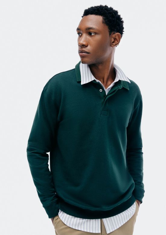 Foto do produto: Blusão Em Moletom Masculino Com Gola Polo - Verde