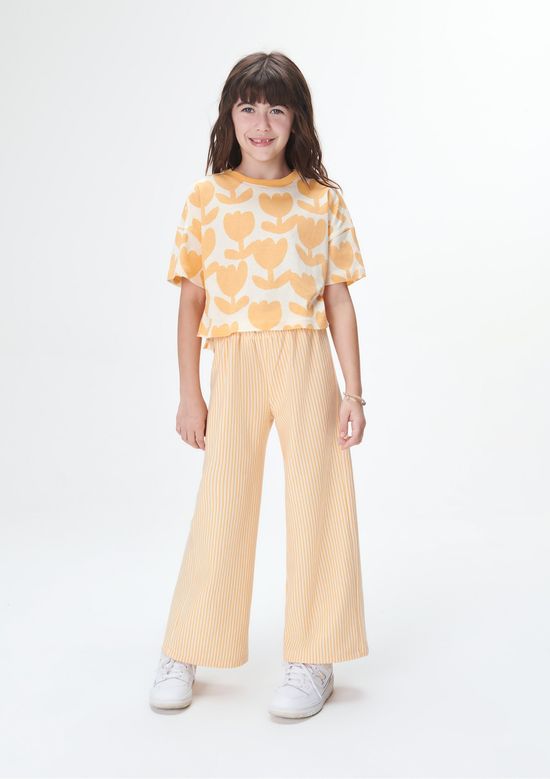 Foto do produto: Calça Wide Leg Infantil Menina Texturizada - Laranja
