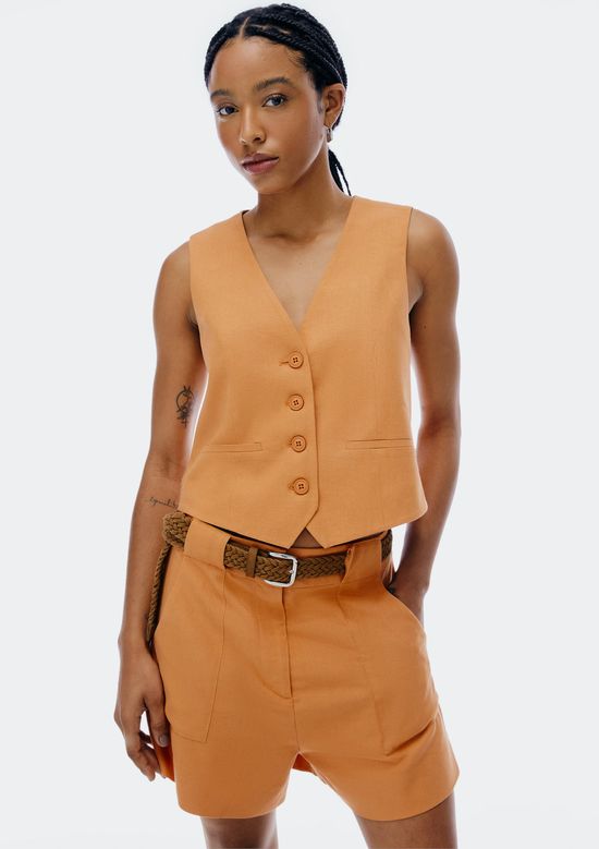 Foto do produto: Colete Feminino Com Linho - Terracota