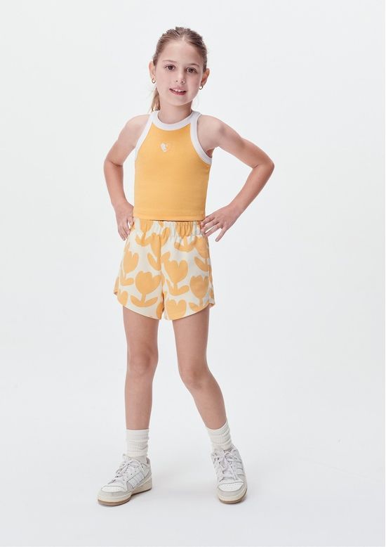 Foto do produto: Shorts De Moletom Infantil Menina Estampado - Laranja