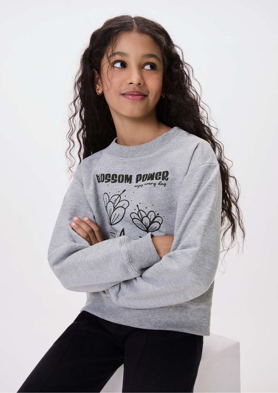 Foto do produto: Conjunto Infantil Menina Em Moletom E Ribana - Cinza