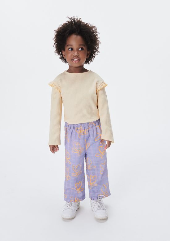 Foto do produto: Blusa Básica Infantil Menina Toddler Com Babados - Amarelo