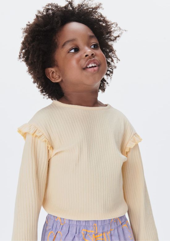 Foto do produto: Blusa Básica Infantil Menina Toddler Com Babados - Amarelo