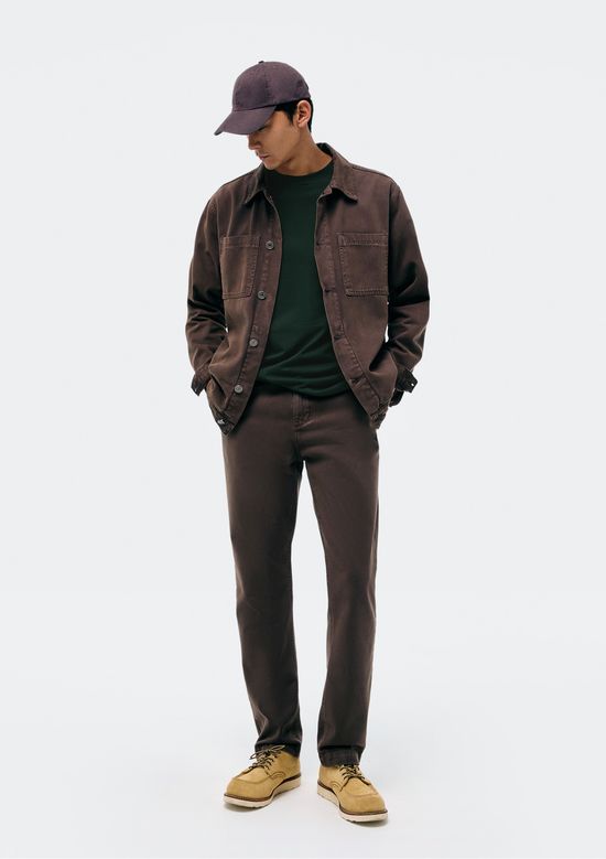 Foto do produto: Calça Reta Masculina Em Sarja - Marrom