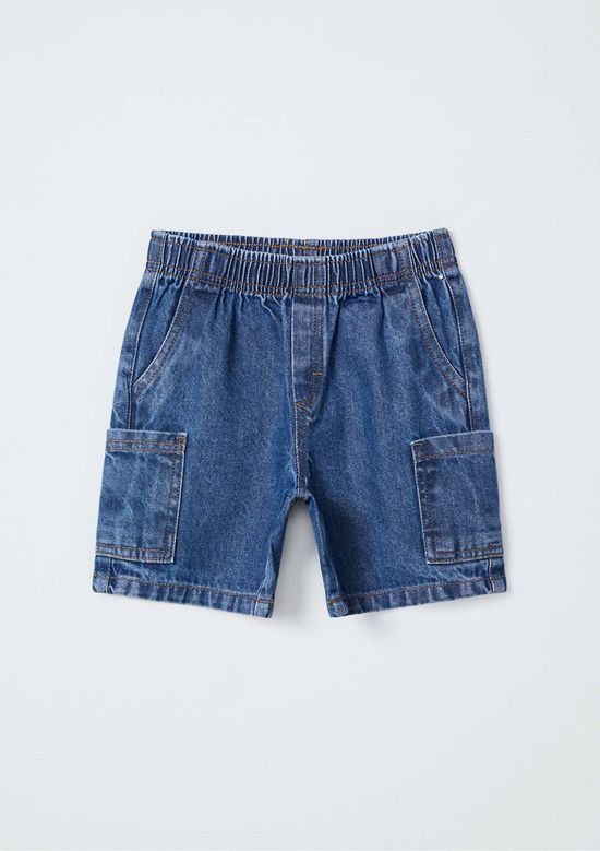 Foto do produto: Bermuda Jeans Cargo Infantil Menino Toddler - Azul