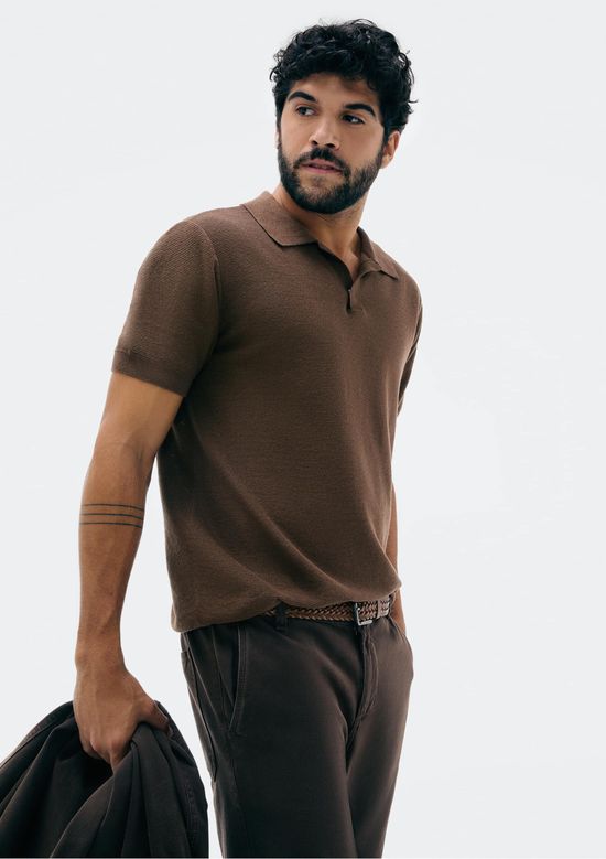 Foto do produto: Camisa Polo Masculina Manga Curta Em Tricô - Marrom